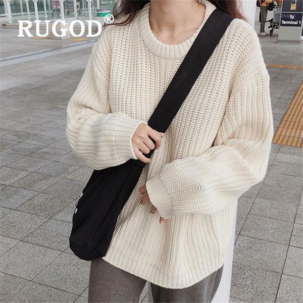 

women's sweaters rugod winter arrivals korean chic sweater for women o neck solid thicken knitwear fashion female casual basic pull war, White;black