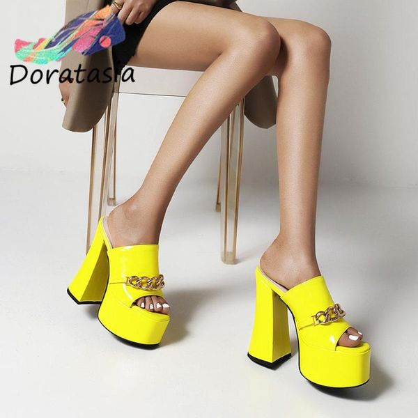 

dress shoes doratasia ins trendy elegant women pumps slip on peep toe high heel platform women's leisure sexy, Black