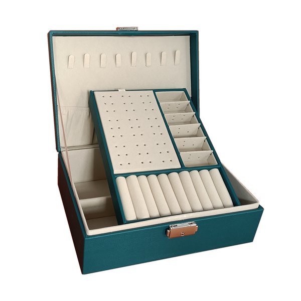 

pu leather jewelry storage box portable european-style multi-function packaging box with der winter gift, Black;white