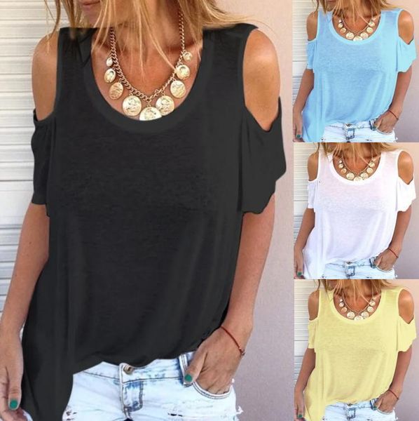 

t-shirt t-shirt 2021 new off shoulder loose solid color women's wear, White