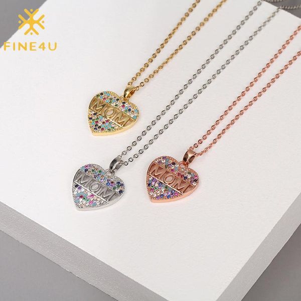 

pendant necklaces fine4u n839 infinity love heart with mom english letter necklace mother's day birthday jewelry gift, Silver