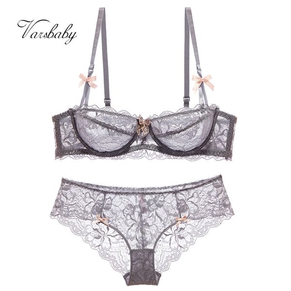 

varsbaby ladies ultra-thin lace underwear half cup comfortable breathable bra sets, Red;black