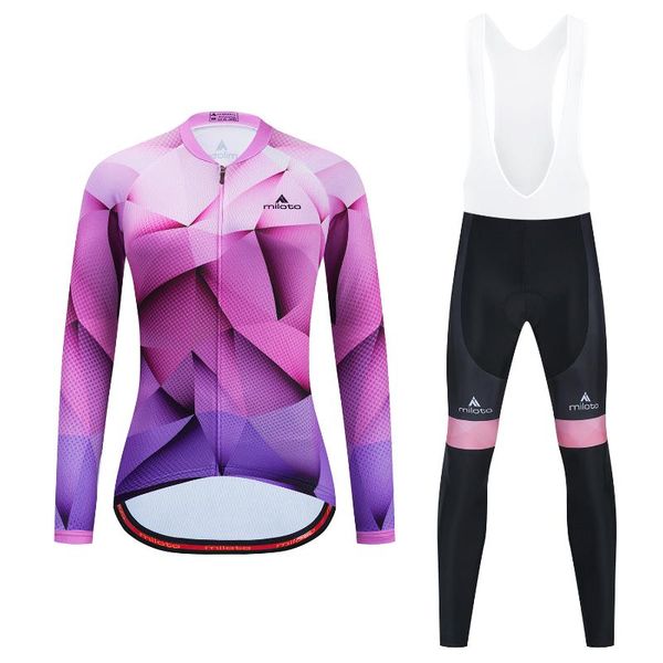

autumn pro cycling jersey set long sleeve mountain bike clothing breathable mtb bicycle clothes wear suit for women racing sets, Black;blue