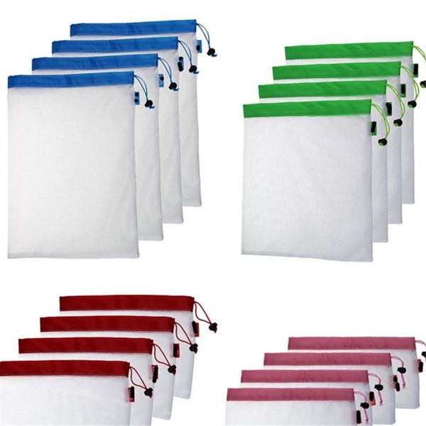 

storage bags 1 pcs reusable produce black rope mesh vegetable fruit toys pouch