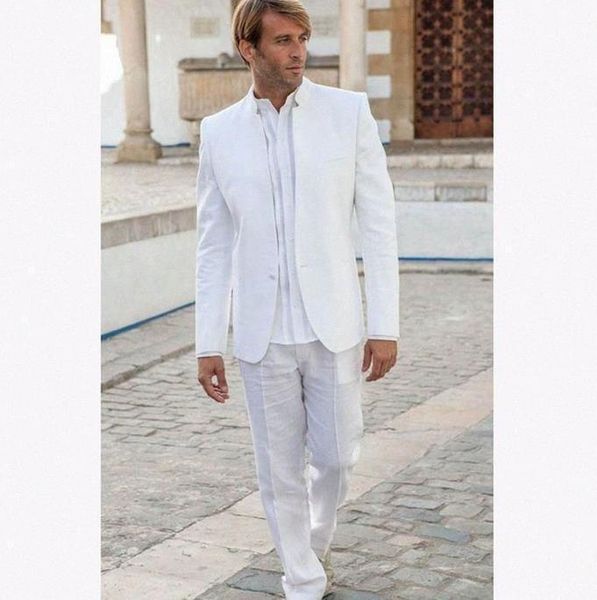 

men's suits & blazers latest coat pant designs white men suit stand collar simple tuxedos vintage mens for wedding slim summer (jacket+, White;black