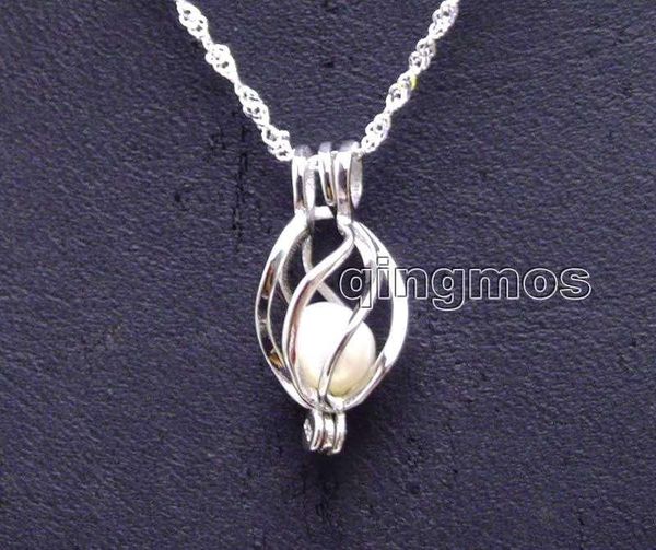 

qingmos one wish pearl box sterling silver s925 drop pendant necklace for women with oyster 16" chain necklaces