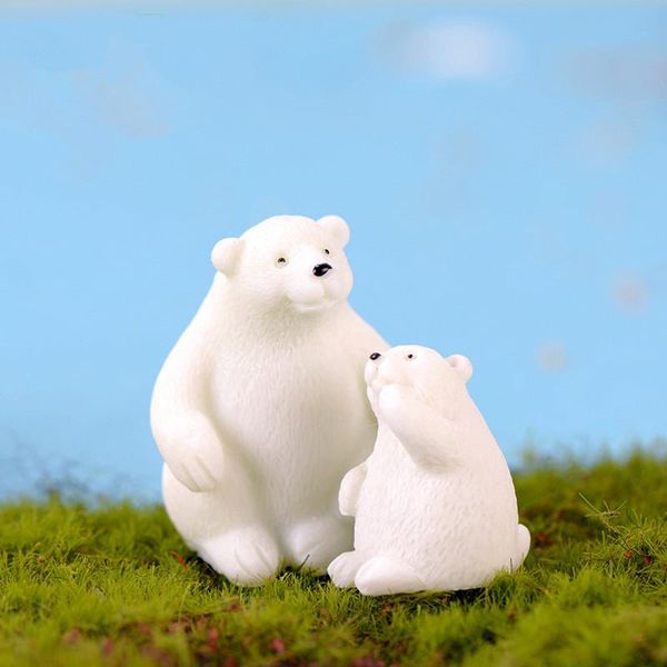

decorative objects & figurines 2pcs/set animal resin fairy garden miniatures polar bear miniature terrarium home decoration diy accessories