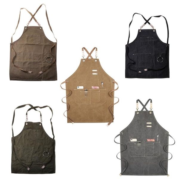 

chef apron cotton canvas cross back adjustable with cooking baking g32a aprons