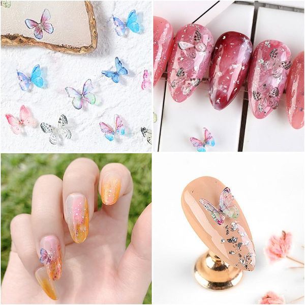 

pcs/set butterfly nail glitter sequins art decoration acrylic jewelry diy crystal rhinestone 3d1, Silver;gold
