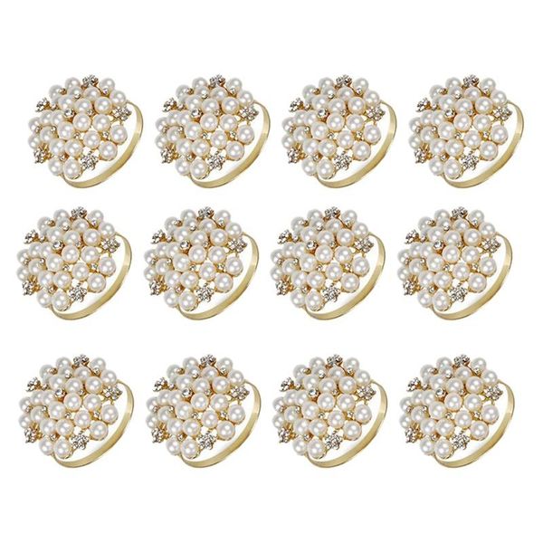 

napkin rings 12 pack pearls rings,delicate alloy holder ring buckles perfect table setting decor for thanksgiving,christmas,wed