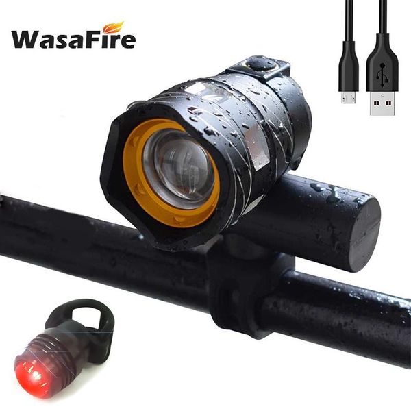 

bike lights wasafire zoomable xm-l t6 led bicycle lamp 15000 lumens super bright front rear light usb rechargeable cycling headlight