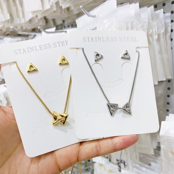 

earrings & necklace famshin 2021 simple chains necklaces triangle delicate minimal for women charm, Silver