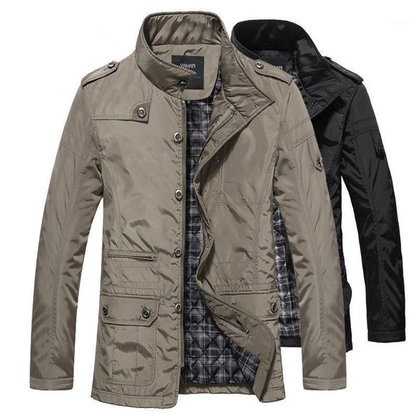 

men's jackets 2021 winter men and coats leisure windproof thick warm jacket long trench coat parka clothing drop, Black;brown