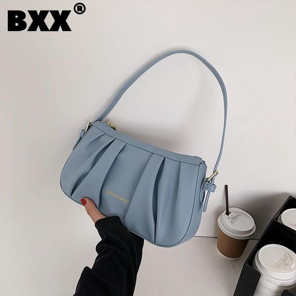 

[bxx] vintage pu leather wrinkled bags simple women 2021 fashion shoulder hand bag lady trend handbags purses cb791