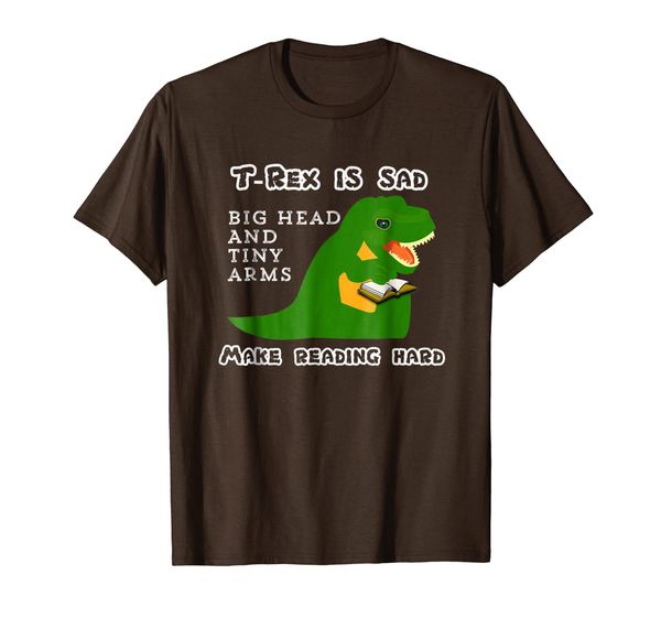 

t-rex tiny arms makes reading hard funny dinosaur t-shirt, White;black