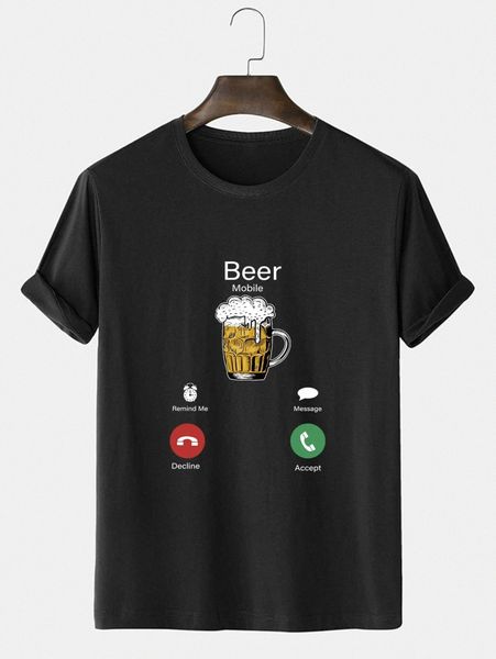 

men beer & letter graphic tee w3dh#, White;black
