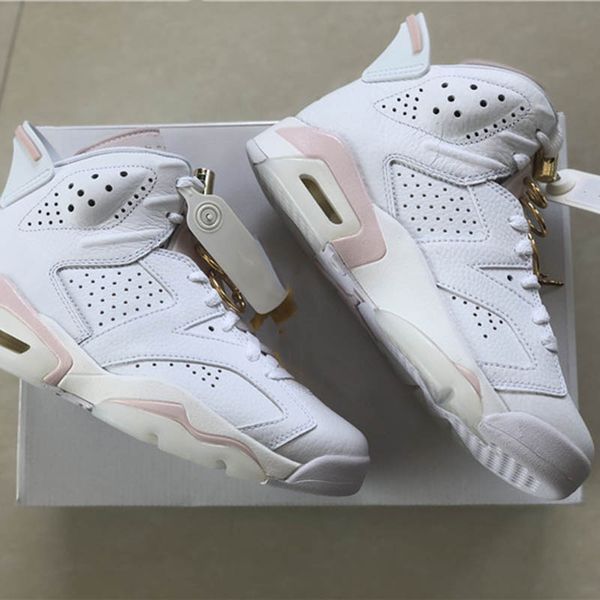 

new exclusive 6 wmns gold hoops basketball designer shoes white metallic gold barely rose popular sneakers good quality with double box