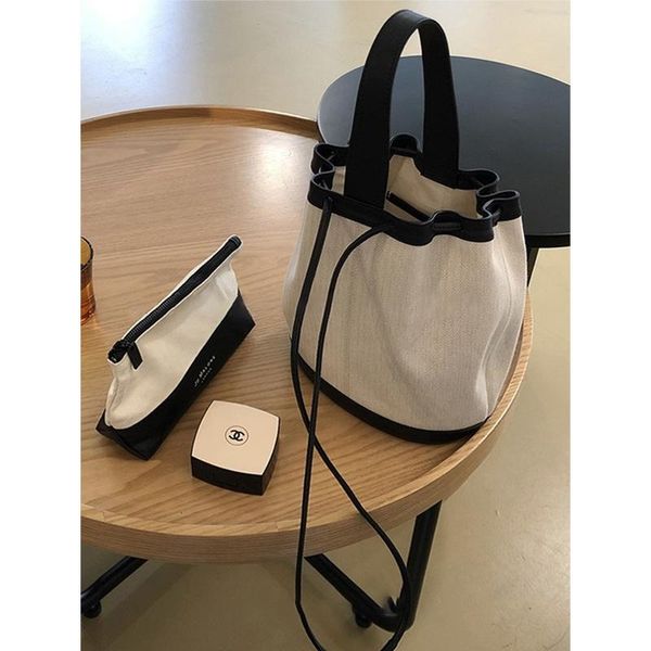 

evening bags ins women's bag small handbags female canvas pu drawstring round bucket japan ladies crossbody shoulder