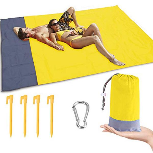 

portable camping mat breathable nylon beach blanket outdoor picnic waterproof canopy ground with storage bag 200x140cm pads