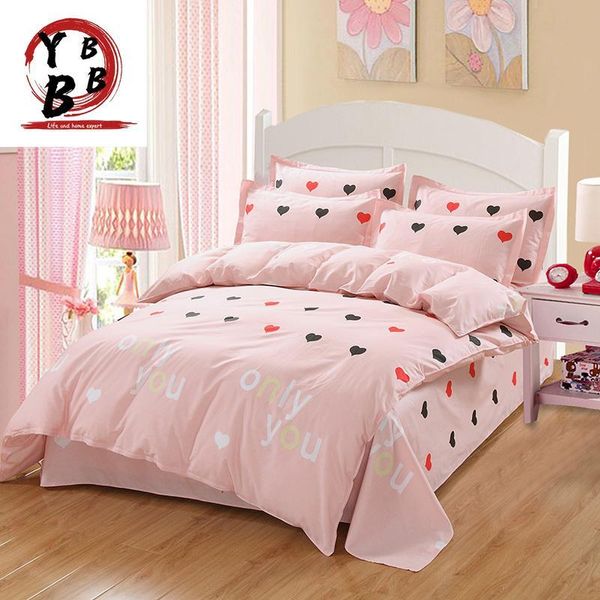 

bedding sets love set summer style single  king 100% cotton pink princess girl duvet cover bed sheet bedspread pillowcase