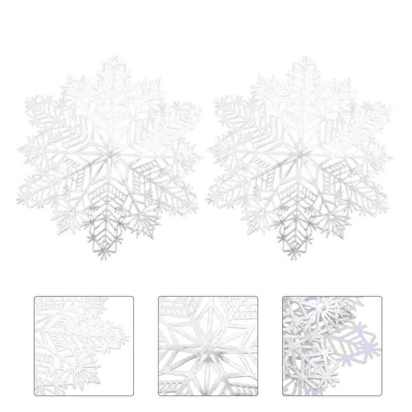 

mats & pads 2pcs christmas party table creative snowflake shape placemats (white)