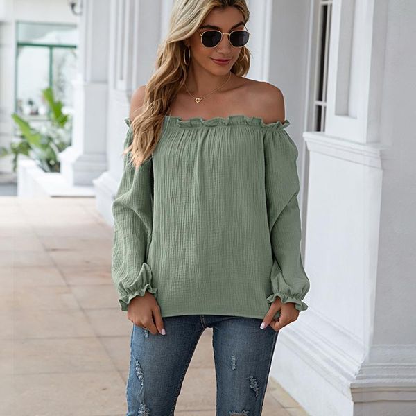 

women's polos casual long sleeve off shoulder women blouses loose plus size clothes cotton linen shirts lady streetwear, White