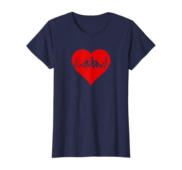 Womens Heartbeat Mountain Range Nature Lover Heart T-Shirt, Mainly pictures