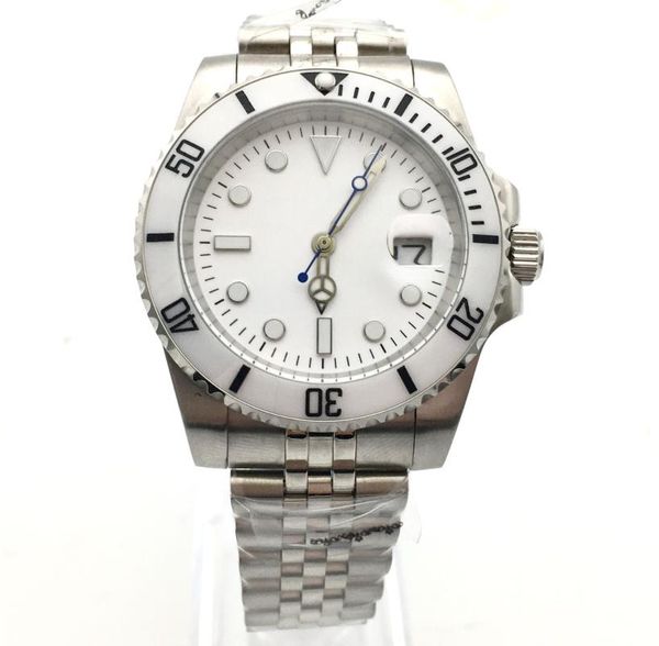

wristwatches 40mm white dial date luminous automatic watch men's ceramic bezel mechanical clock silver jubilee strap, Slivery;brown
