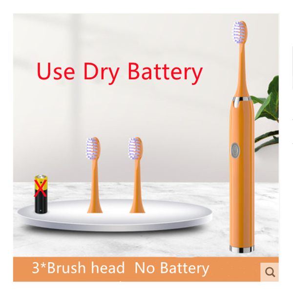 

smart electric toothbrush orange color dry battery power automatic sonic waterproof oral healthy care give you fresh mouth start here