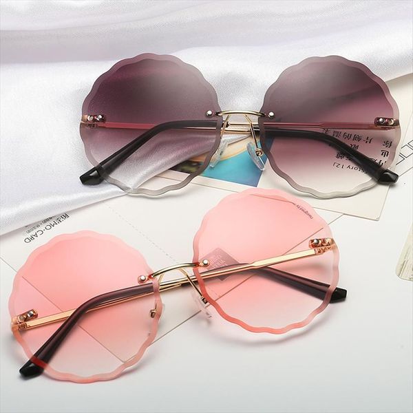 

Vintage Round Sunglasses Women Men Fashion Rimless Glasses Retro Pink Sun Uv400 Shades Oculos, White;black