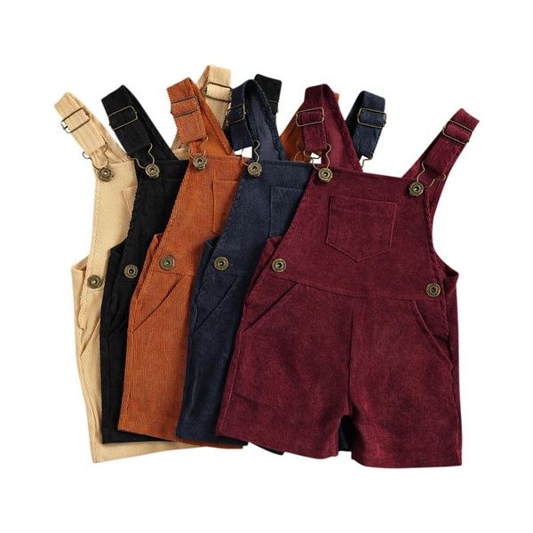 

jumpsuits cute children overalls comfortable solid color boys girls suspender shorts with pockets for vacation birthday party romper, Blue