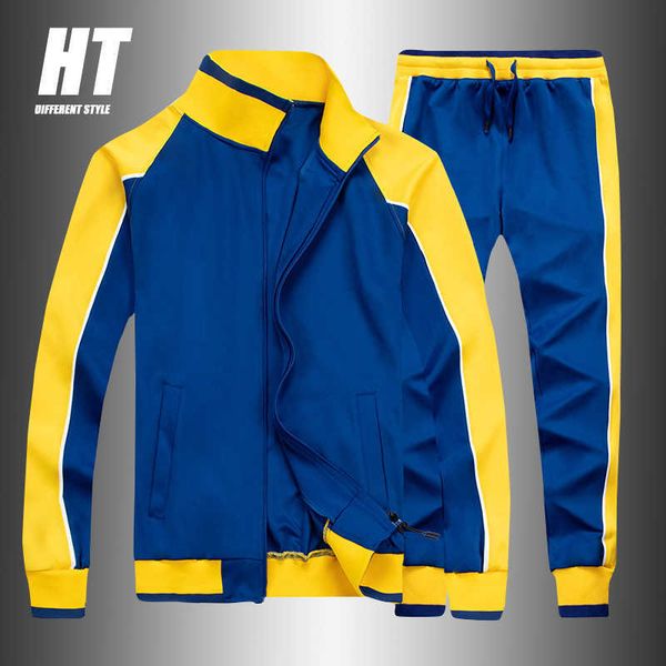 

men's tracksuit fashion sportswear sets patchwork zipper sporting suit+pants mens spring sportwear brand track suit men 210603, Gray