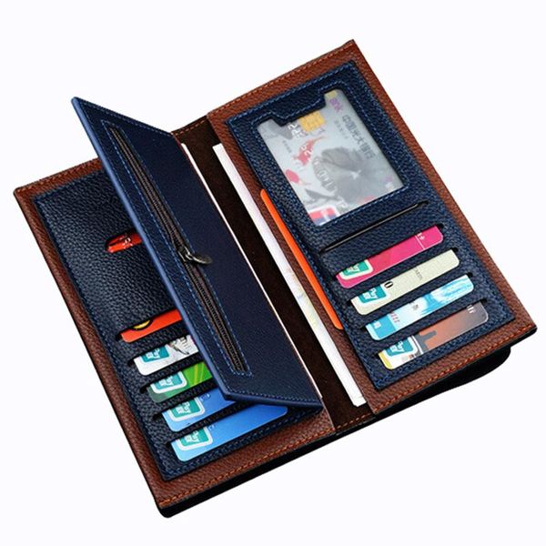 

wallets leather long wallet mens zipper around men women money bag pocket clip male clutch, Red;black
