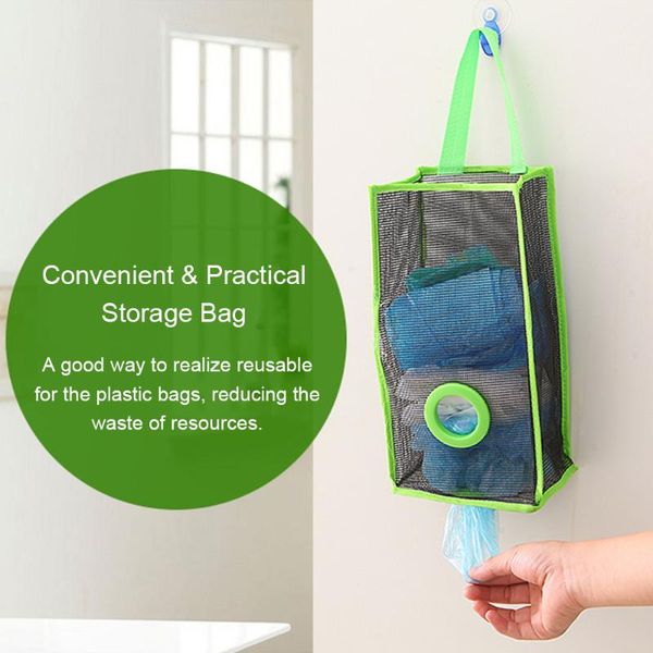

hanging baskets bathroom bag breathable mesh grid garbage bags kitchen storage organizer convenient extraction pouch