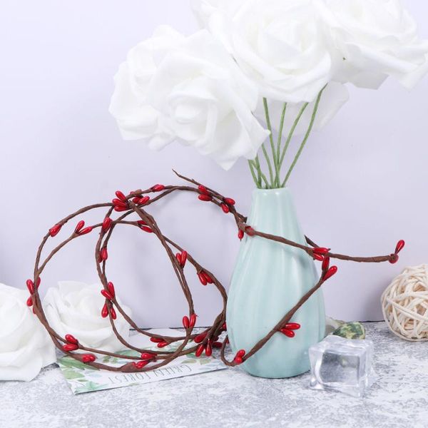 

pcs 40cm artificial red berries rattan fruit berry flower christmas diy home decor ornament for vase basket wreath decorative flowers & wrea