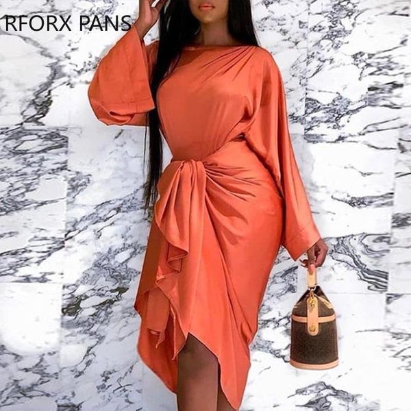 

casual dresses batwing sleeve tied front midi dress, Black;gray