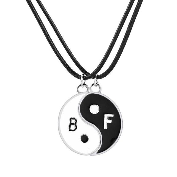 

pendant necklaces korean gossip tai chi yin yang pendants necklace for men women leather white black friendship couple christmas gifts jewel, Silver