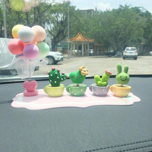 

interior decorations 1 set car decoration for girl auto styling creative resin cactus plants goods accessories