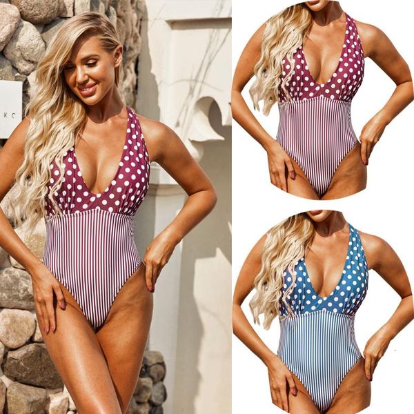

one-piece suits 2021 swimsuits european and american dot high waist suit