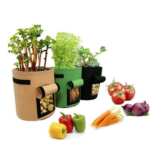

planters & pots 4/7/10gallon felt potato grow bag nursery tomato plant diy bucket flower fabric pot nonwoven seedling