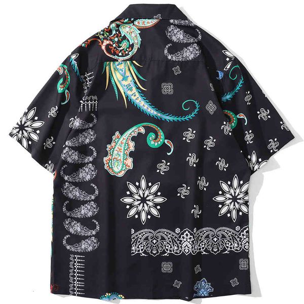 

men's casual shirts aolamegs custom-made male shirt retro totems print short-sleeve s summer shorts beach cozy fashion hip hop streetwe, White;black