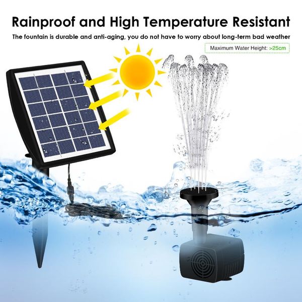 

garden decorations with ground plug 6v/2w solar fountain 4 kinds of water-type bird shower for bathtub pond swimming pool fish