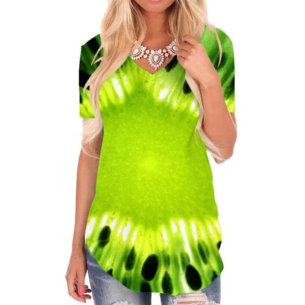 

women's t-shirt giyu brand kiwi women fruit funny t shirts green v-neck tshirt dizziness t-shirts 3d womens clothing summer loose, White