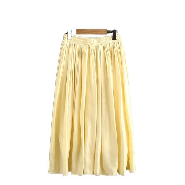 

skirts plus size elastic waist long women's solid flared spring summer, Black