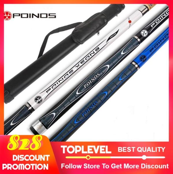 

arrival poinos billiard pool stick cue 13mm 11.5mm 10mm black blue white colors with case,chalk,glove china 2021 cues