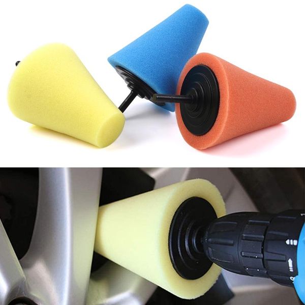 

car polish burnishing foam sponge waxing polishing pad kit auto cone metal buffing for wheels care tool