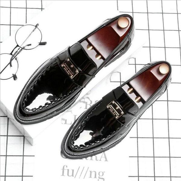 

dress shoes big size fashion men wedding leather oxfords pointed toe black business formal loafers 44 df54