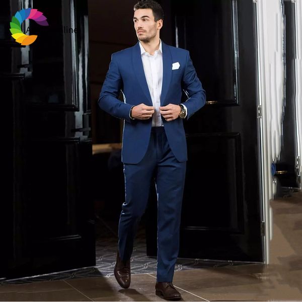 

men's suits & blazers royal blue formal men slim fit wedding tuxedos groom wear 2 pieces(jacket+pants) groomsman prom costume homm, White;black