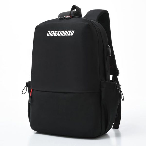 

backpack men's nylon waterproof solid color travel letters black for teenager school women zipper