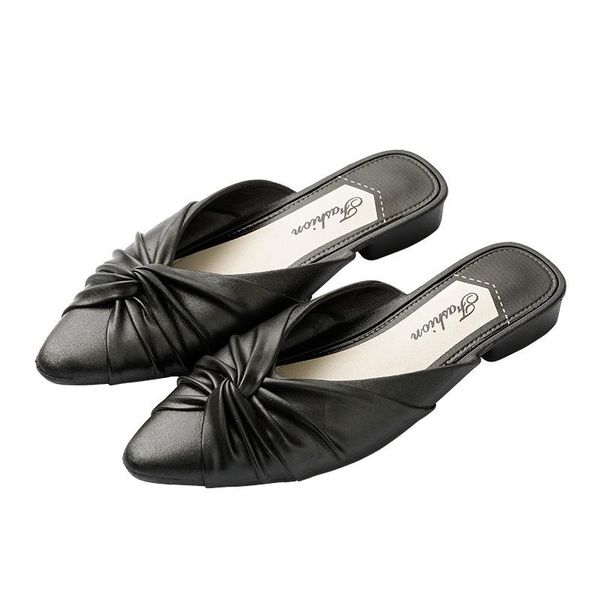 

slippers amoi women muller shoes tide slip on ladies shallow flat, Black